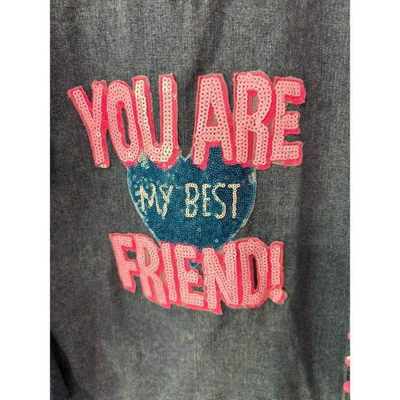 LC LIZETTE COLLECTION DENIM VEST YOU ARE MY BEST FRIEND size large rare find - Picture 7 of 9